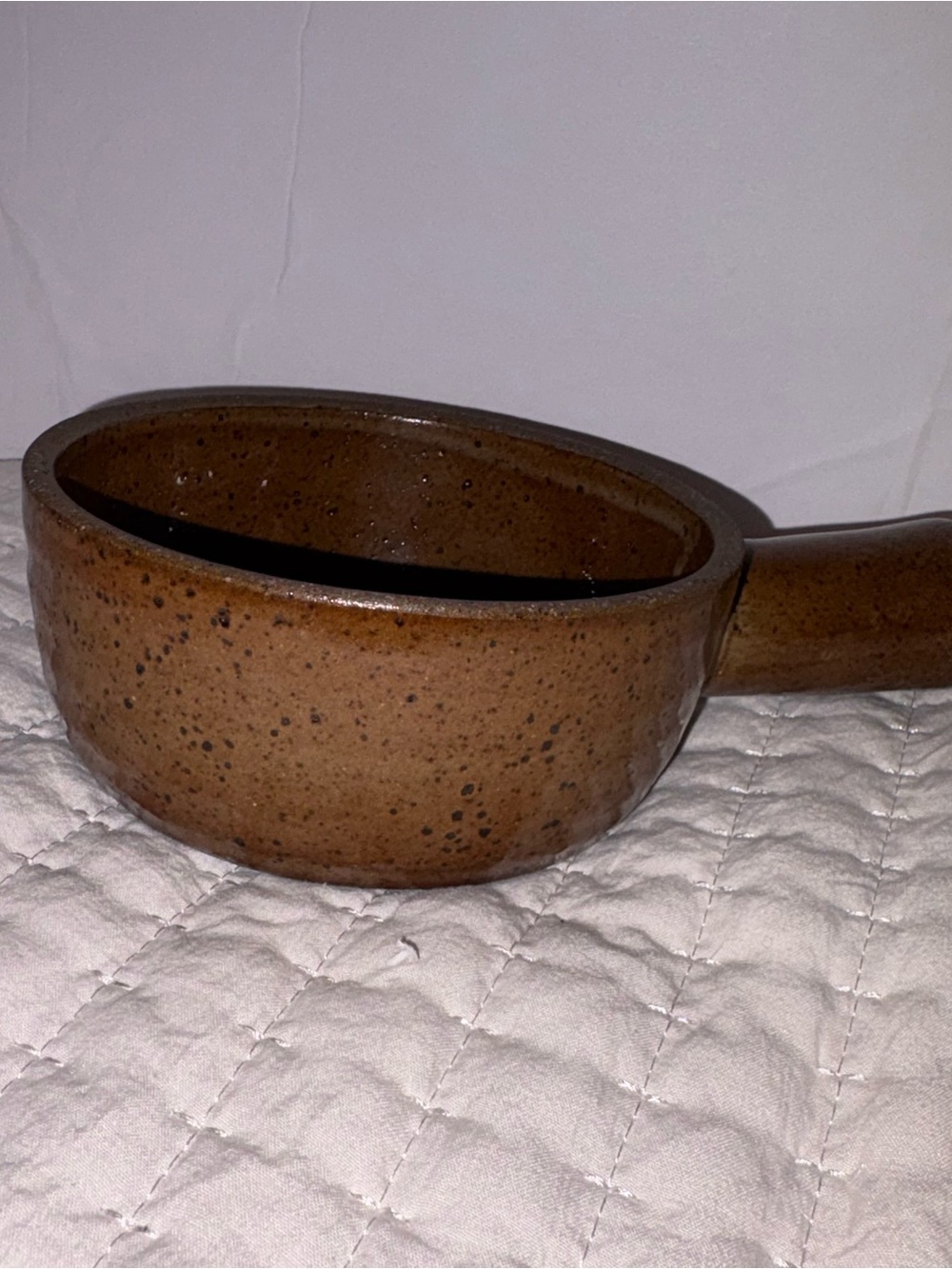 Speckled Brown Ceramic Saucepan with Handle